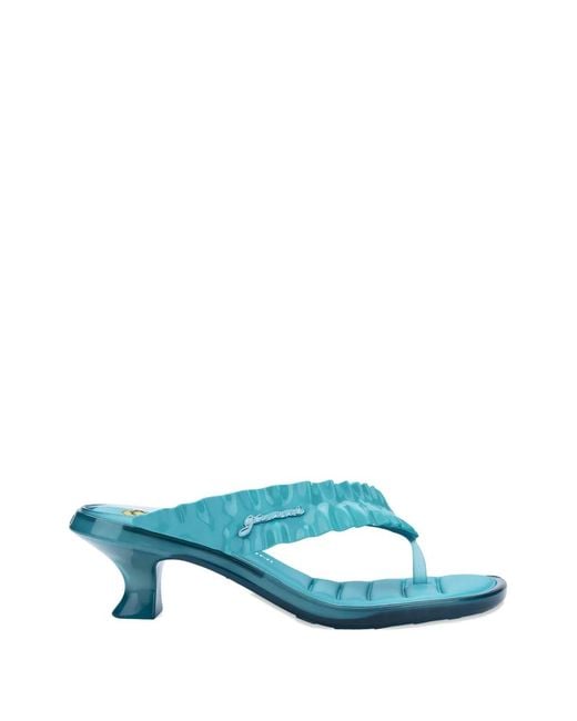 Melissa Blue X Ganni Ruffled Kitten-Heel Sandals