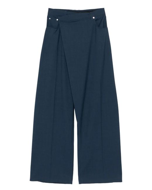 Mugler Blue Wrap Pocketed Wide-Leg Trousers for men