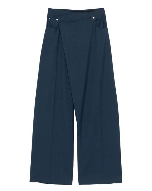 Mugler Blue Wrap Pocketed Wide-Leg Trousers for men