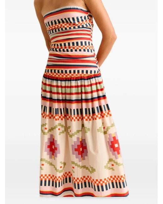 Carolina K White Malla Striped-Print Midi Dress
