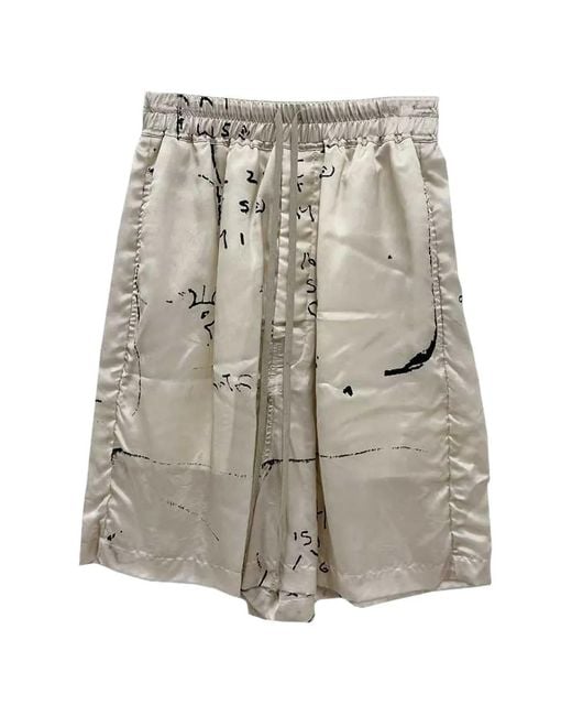 Rick Owens Gray Graphic-Print Wide-Leg Shorts for men