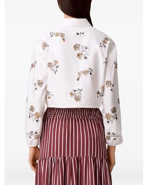 Claudie Pierlot White Floral Drawstring Shirt