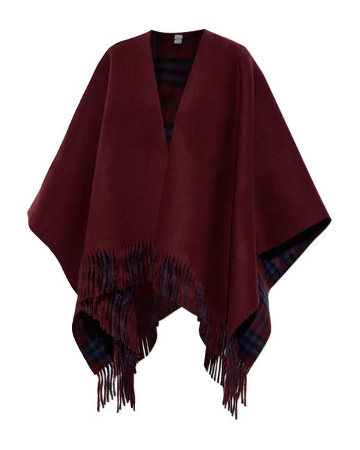 Burberry Purple Reversible Fringed Cape