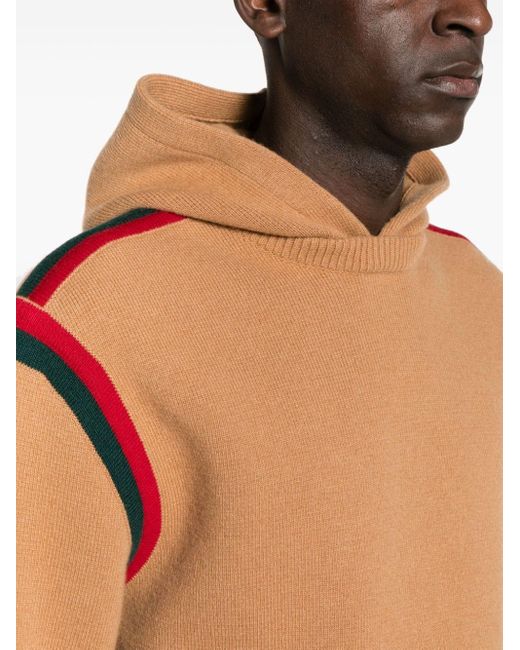 Hoodie en laine à bandes Web Gucci pour homme en coloris Brown