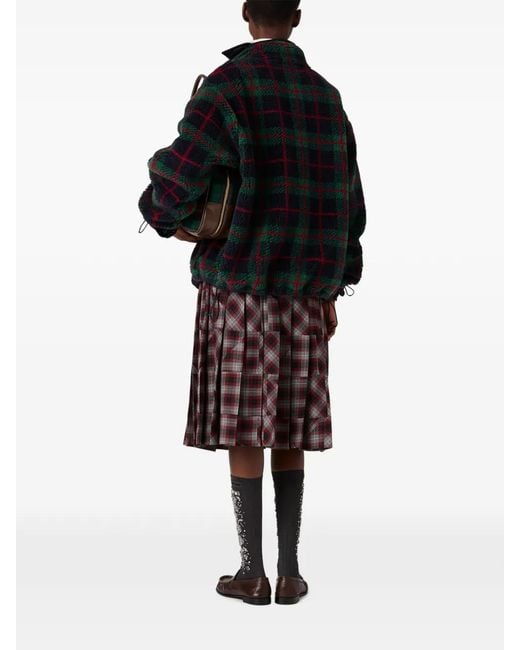 Miu Miu Black Checked Teddy Zipper Jacket