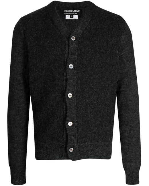 Comme des Garçons Black V-neck Button-up Wool Cardigan for men