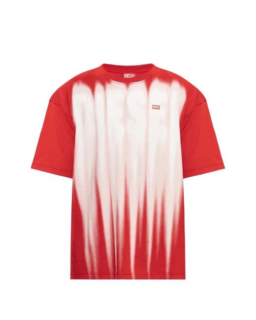 DIESEL Red Logo-Print T-Shirt for men