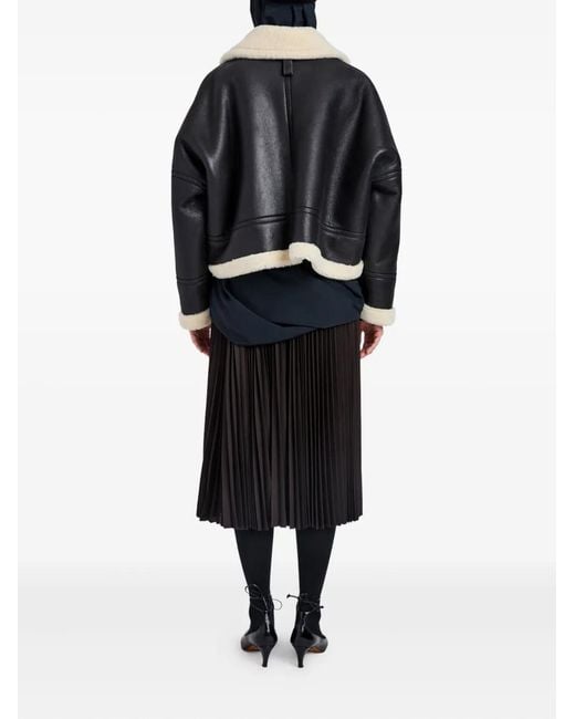 Proenza Schouler Black Leather Shearling-Linen Jacket