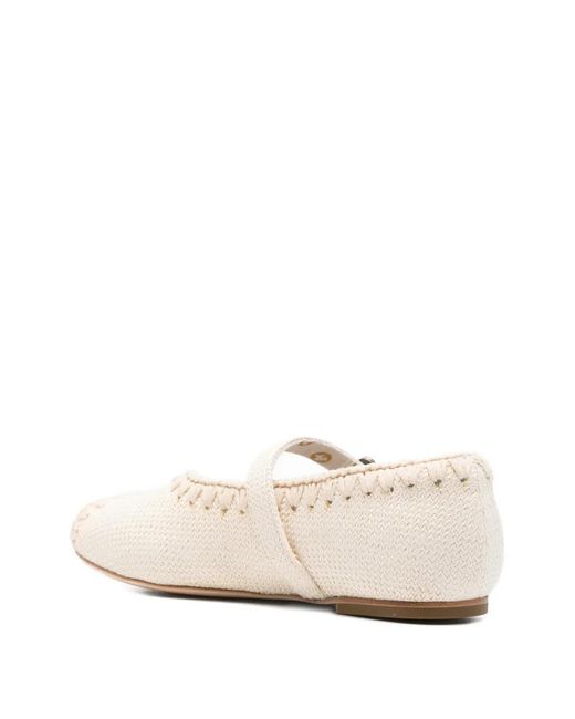 Mou Natural Round-Toe Ballet Flats
