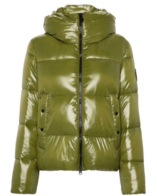 Save The Duck Green Logo-Patch Puffer Jacket