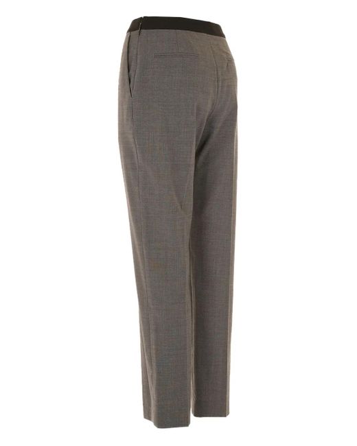MSGM Gray Logo-Waistband Trousers