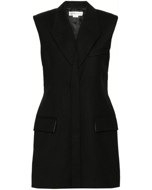 Victoria Beckham Black Sleeveless Tailored Minidress
