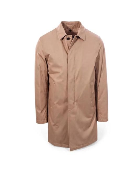 Herno Brown Single-Breasted Car Coat for men