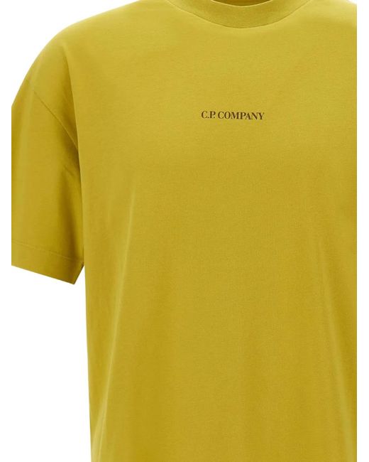 C P Company Yellow Logo-Print Short-Sleeve T-Shirt for men