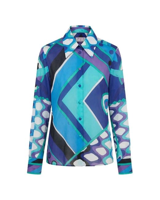 Emilio Pucci Blue Geometric-Pattern Shirt