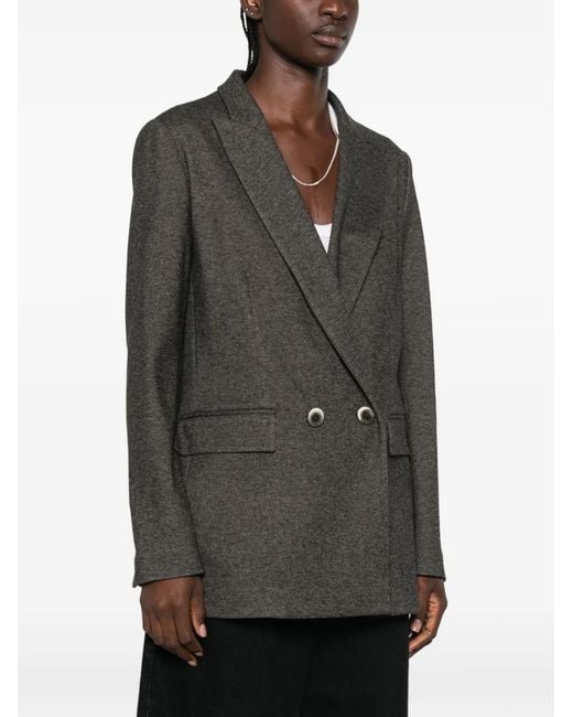 Herno Gray Double-Breasted Notched-Lapels Blazer