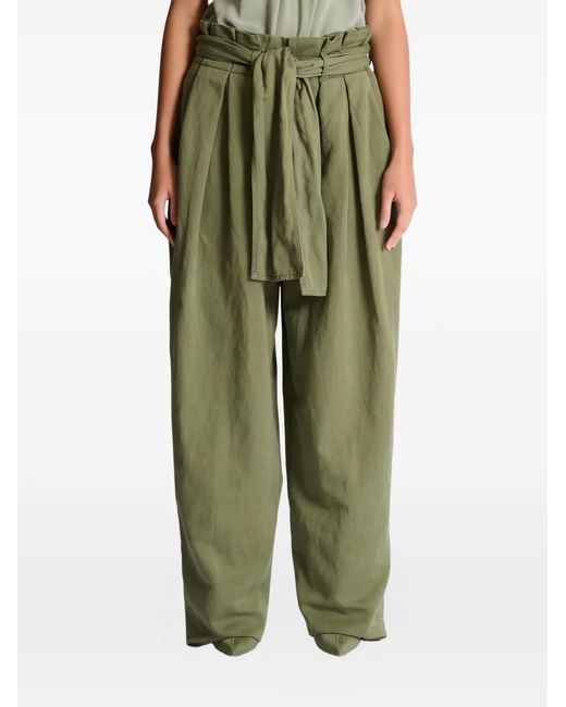 Balmain Green Self-Tie High-Waisted Trousers