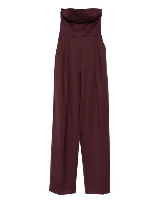 Elisabetta Franchi Purple Strapless Pleated Jumpsuit