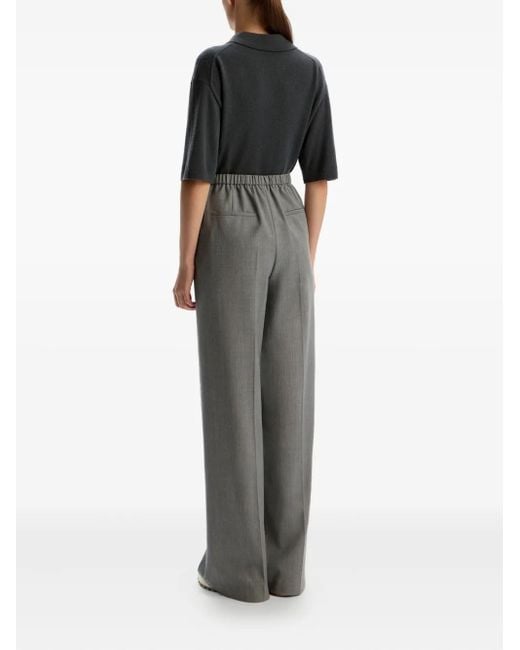 12 STOREEZ Gray Elastic-Waist Wool Trousers