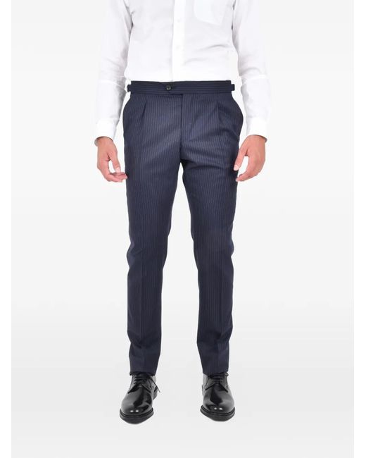 Franzese Collection Blue Single-Breasted Pinstripe Blazer for men