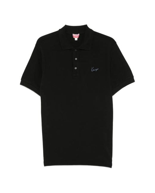 KENZO Black Slim Polo Shirt With Signature Details for men