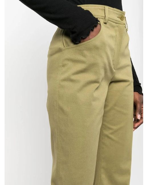 Alberta Ferretti Green High-Waisted Straight-Leg Trousers