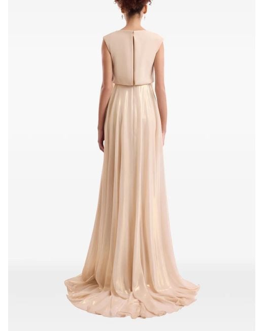Gemy Maalouf White Cowl-Neck Embellished Maxi Dress