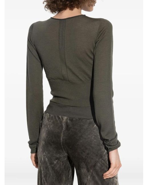Rick Owens Black Cut-Out Long-Sleeve Top