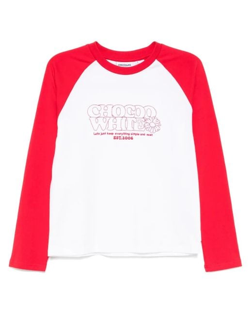 Chocoolate Reglan ロングスリーブtシャツ Red