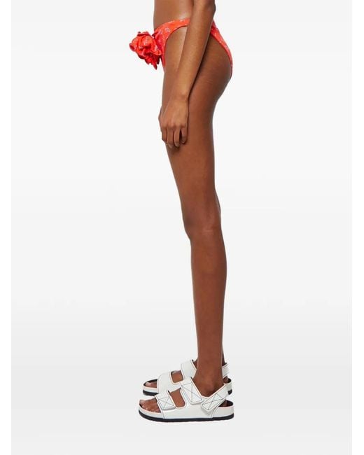 Magda Butrym Red Floral-Print Bikini Bottoms