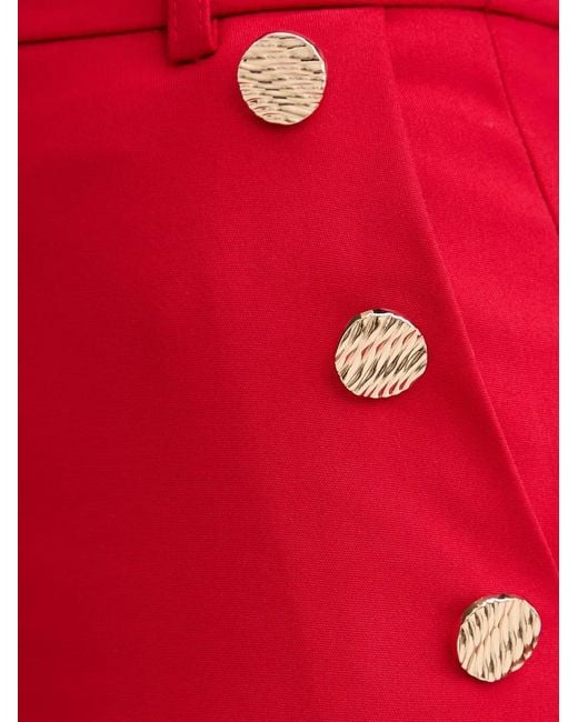 Morgan Red Button-Detail Cropped Trousers