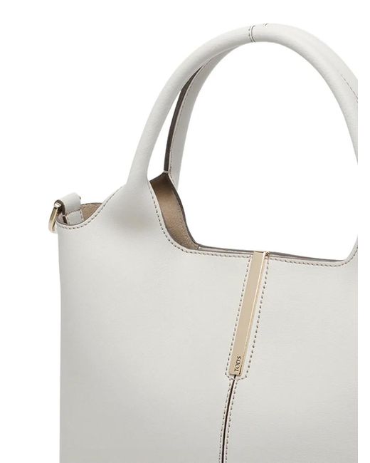Tod's Gray Adaptable Strap Leather Shopping Bag