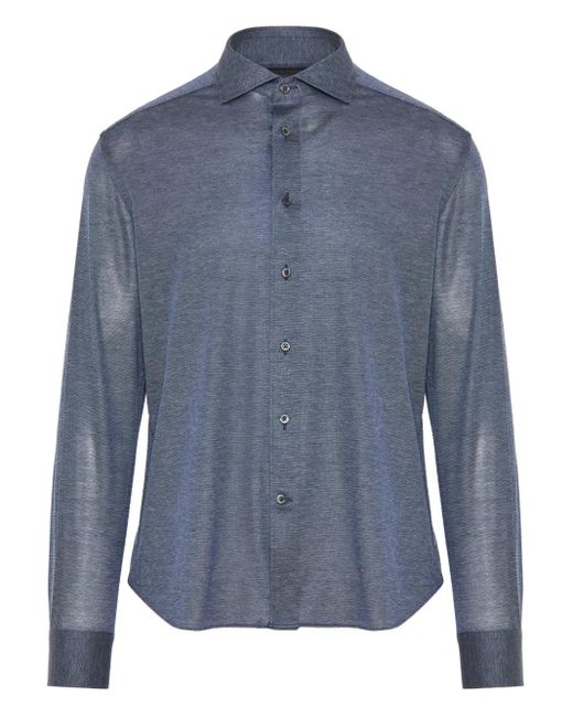 Corneliani Blue Longsleeved Button-Down Shirt for men