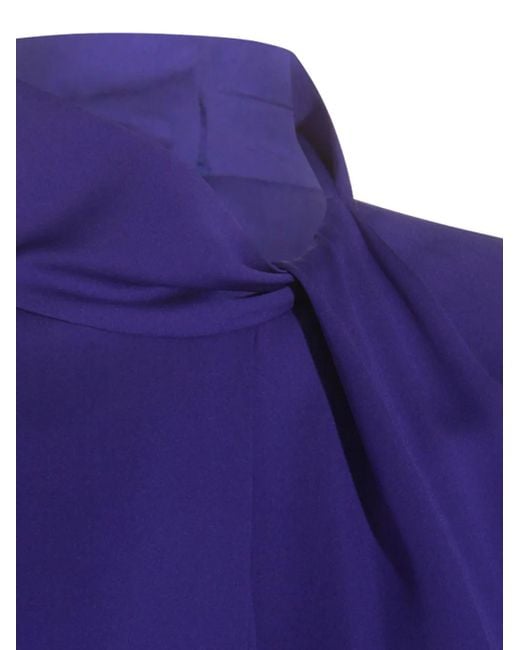 Tom Ford Blue High-Neck Blouse