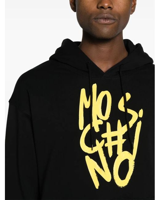 Moschino Blue Logo-Print Cotton Hoodie for men