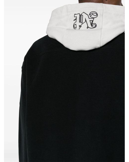 Palm Angels Shirtjack Met Monogramprint En Capuchon in het Black voor heren