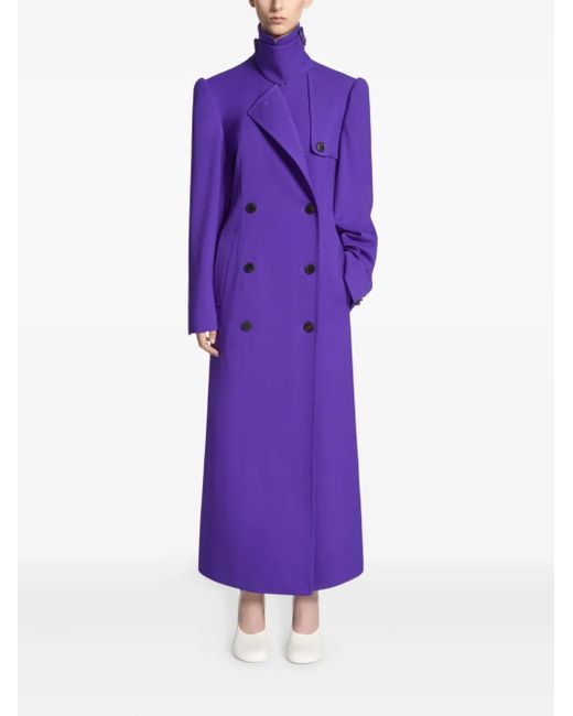 Dries Van Noten Purple Double-Breasted Belted Coat