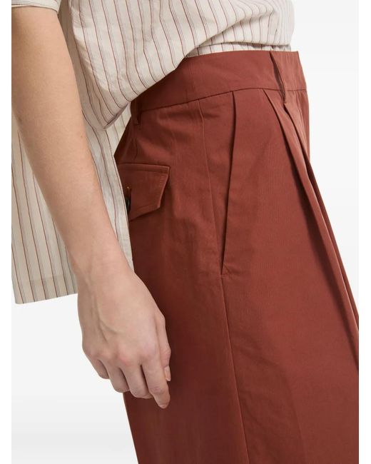 Yves Salomon Brown Pleated Cotton Bermuda Shorts