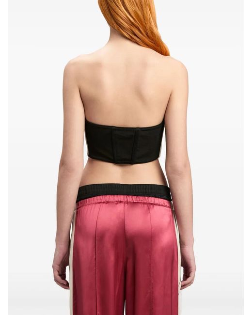 Palm Angels Black Monogram-Print Corset Top