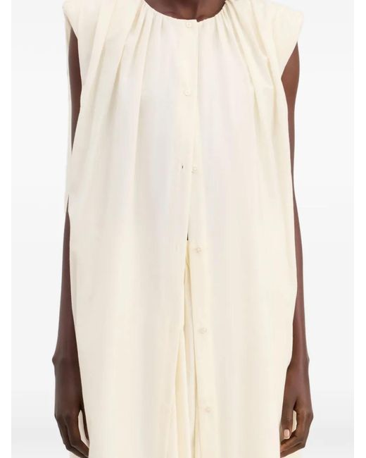 Loulou de Saison White Button-Fastening Midi Dress