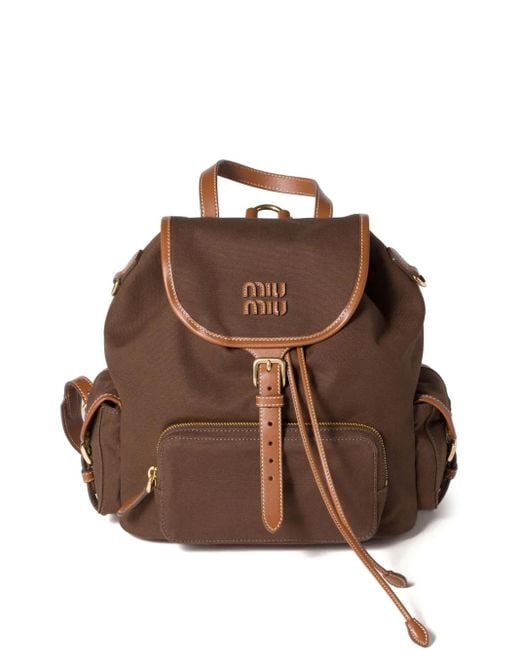 Miu Miu Brown Rucksack Mit Lederbesatz