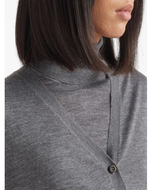 Prada Gray V-Neck Wool-Cashmere Cardigan