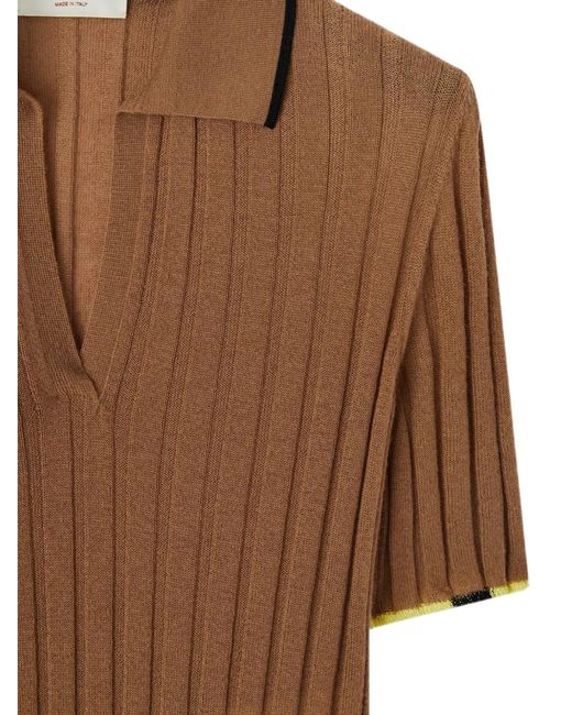 RETORI Geribbeld T-Shirt in het Brown