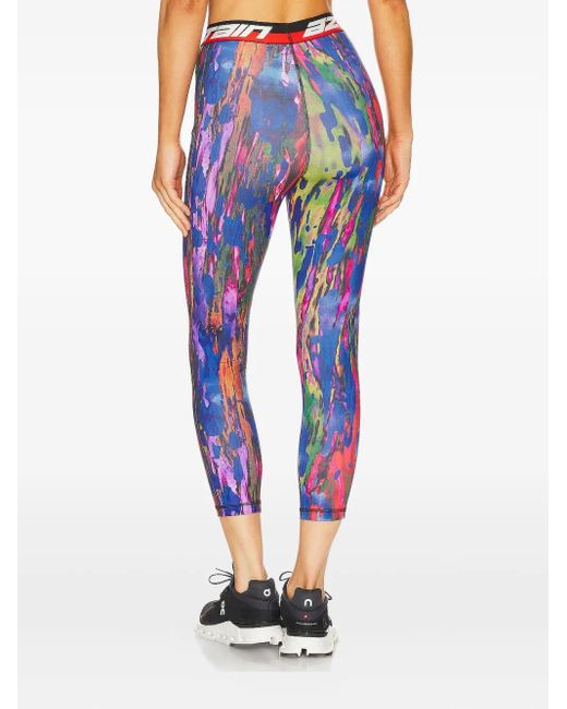 Aztech Mountain Blue Abstract-Print Performance Leggings
