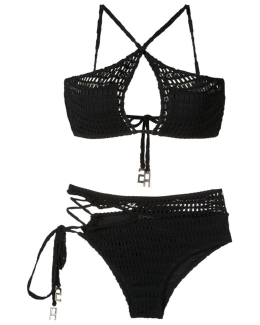 Amir Slama Black Open-knit Cut-out Bikini Set