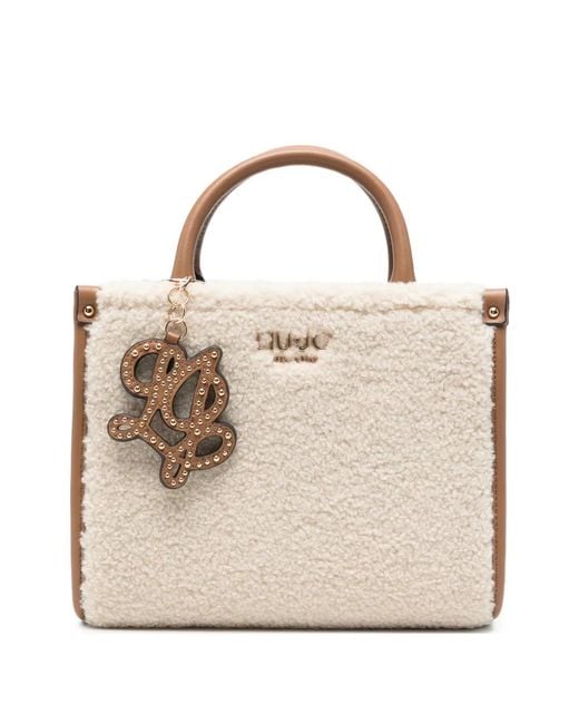 Liu Jo Natural Sac À Main À Plaque Logo En Peau Lainée Artificielle
