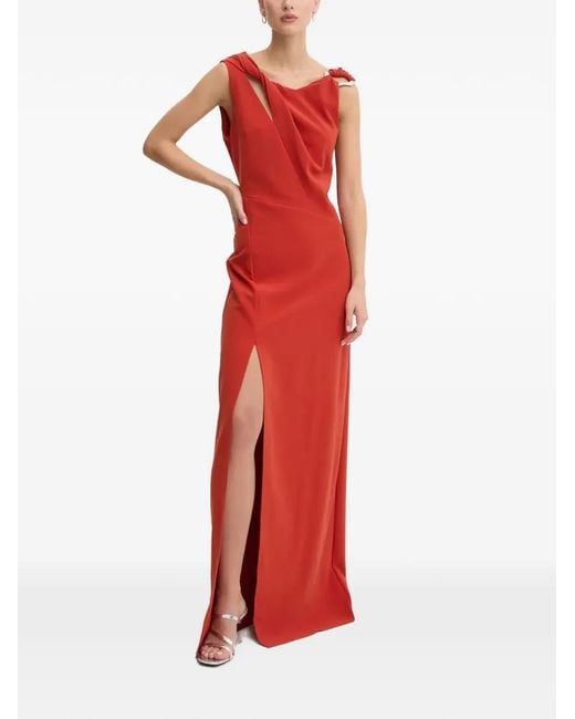 Stine Goya Red Cut-Out Ring-Detail Maxi Dress