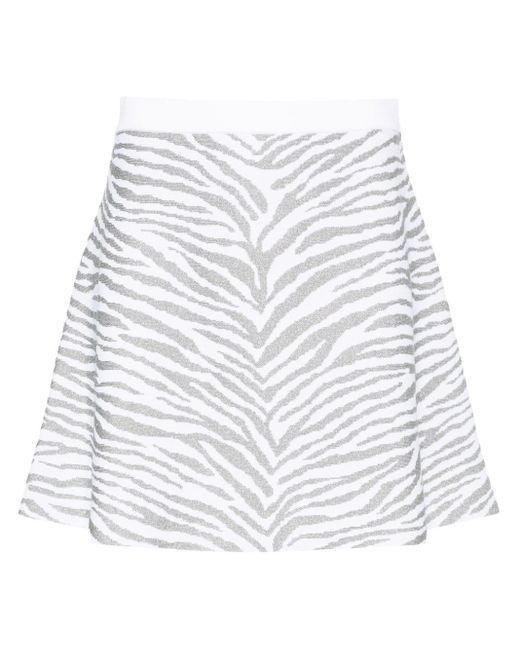 MICHAEL Michael Kors White Zebra-pattern Knitted Skirt