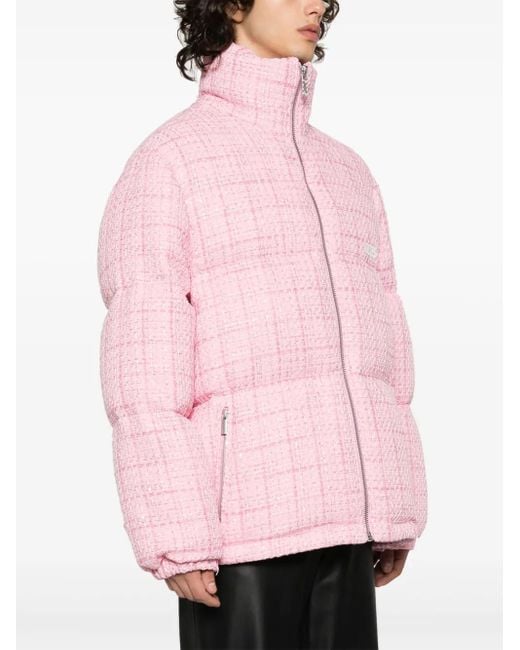 Gcds Pink Quilted Tweed Padded Jacket
