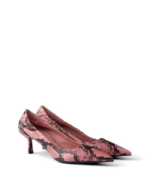 Prada Pink Printed Ayers Leather Pumps